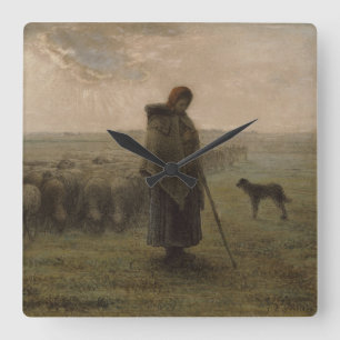 Shepherdess and Her Flock   1862-63 Square Wall Clock