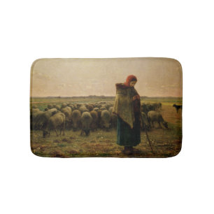 Shepherdess with her Flock, 1863 Bath Mat