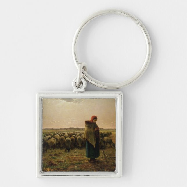 Shepherdess with her Flock, 1863 Keychain (Front)
