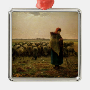 Shepherdess with her Flock, 1863 Metal Ornament