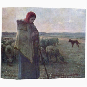 Shepherdess with Her Flock, Jean-Francois Millet Binder
