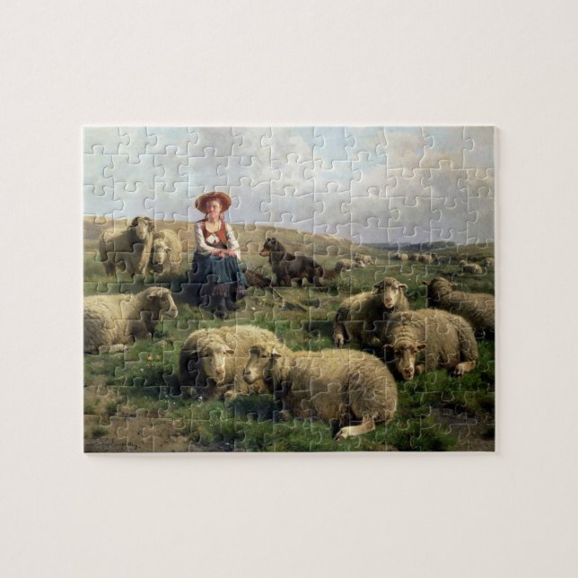 Shepherdess with Sheep in a Landscape Jigsaw Puzzle (Horizontal)