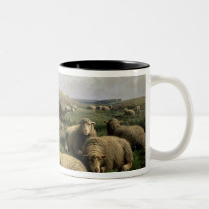 Shepherdess with Sheep in a Landscape Two-Tone Coffee Mug