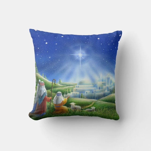 Shepherds Come to Bethlehem Pillow (Front)