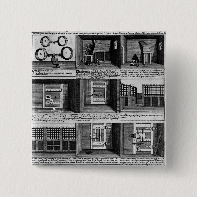 Shepherd's escape form Newgate Prison 2 Inch Square Button (Front)