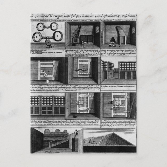 Shepherd's escape form Newgate Prison Postcard (Front)