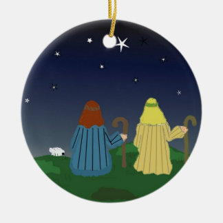 Shepherds in the Fields Ceramic Ornament