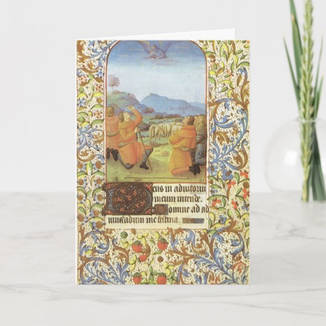 Shepherds in the fields near Bethlehem, medieval Holiday Card (Front)