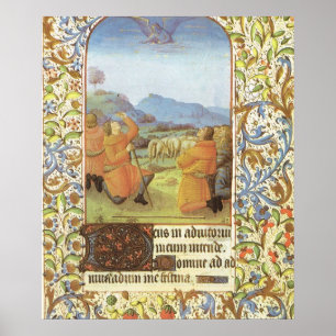 Shepherds in the fields near Bethlehem, medieval Poster