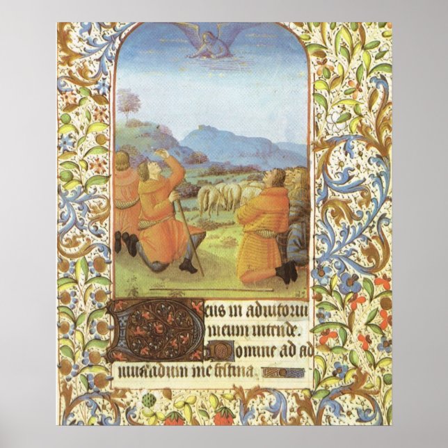 Shepherds in the fields near Bethlehem, medieval Poster (Front)