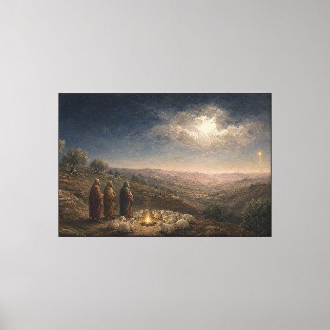 Shepherds Keep Watch Nativity Canvas Print (Front)