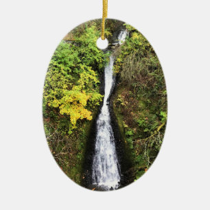 Shepperd's Dell Falls, Columbia River Gorge, OR Ceramic Ornament
