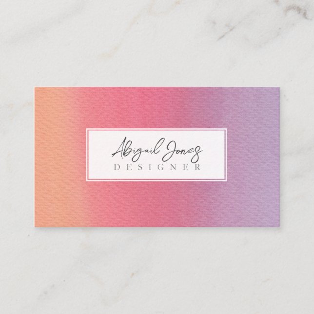 Sherbet Ombre Artist Watercolor Profile Appointment Card (Front)