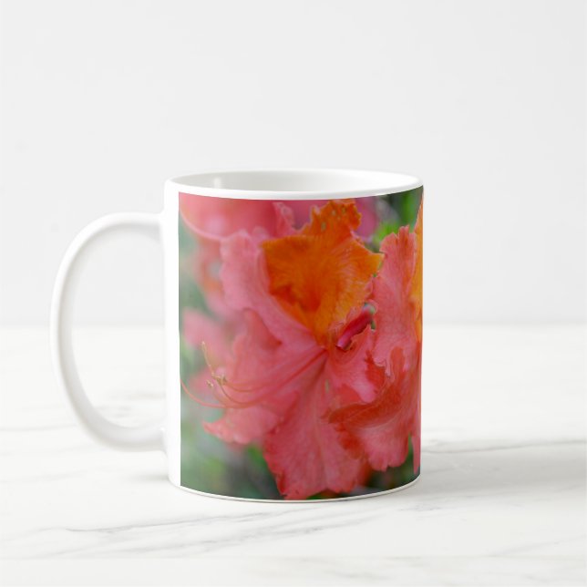 Sherbet Orange Rhododendron Flower Mug (Left)