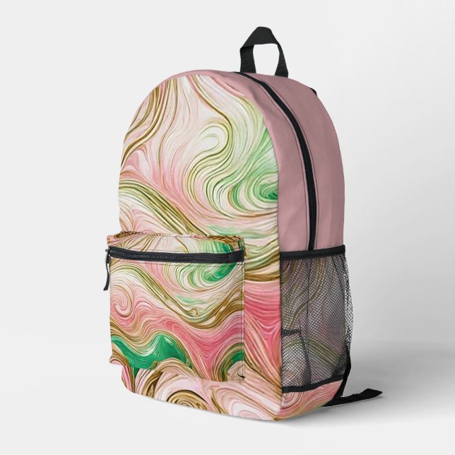 “Sherbet Swirl” Print Backpack (Back Corner Right)