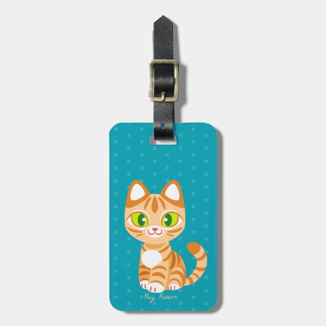 Sherbet the Orange Tabby Cat Luggage Tag (Front Vertical)