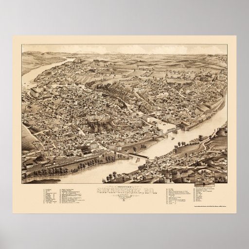 Sherbrooke, Québec, Canada Panoramic Map - 1881 Poster | Zazzle