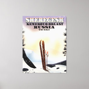 Sheregesh Russia ski travel poster. Canvas Print