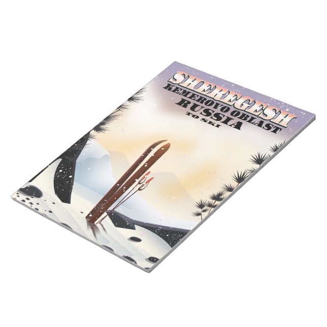 Sheregesh Russia ski travel poster. Notepad (Angled)