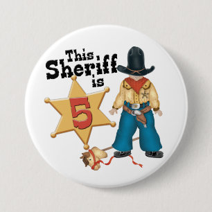 Sheriff 5th Birthday 3 Inch Round Button
