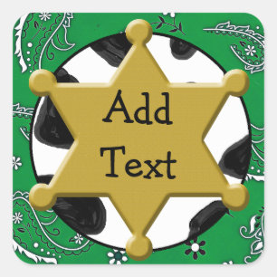 Sheriff Badge Green Bandanna  Sticker
