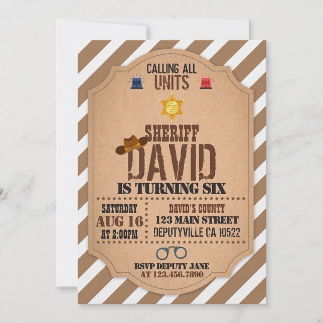 Sheriff Birthday Invitation (Front)