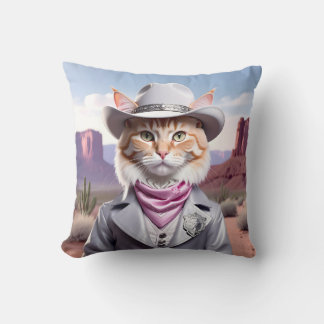 Sheriff Cat Throw Pillow