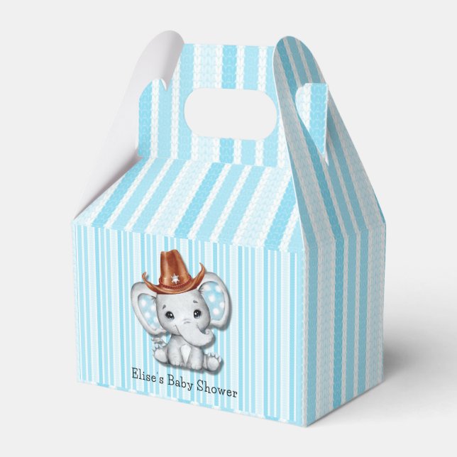 Sheriff Cowboy Elephant Baby Shower Favor Box (Front Side)