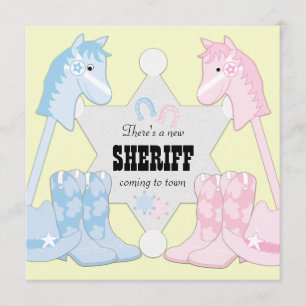 Sheriff Cowboy Gender Reveal Invitation