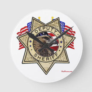Sheriff Deputy Badge Round Clock