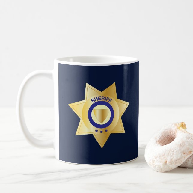 Sheriff Gold Star Badge Coffee Mug (With Donut)