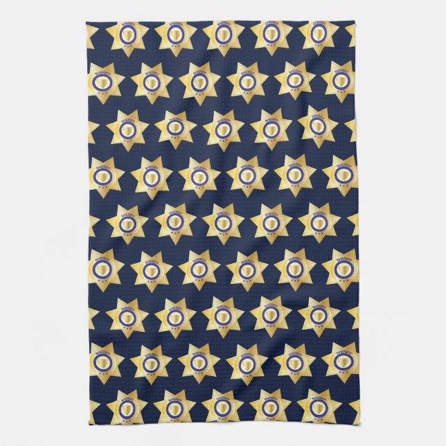 Sheriff Gold Star Badge Fun Kitchen Towel (Vertical)