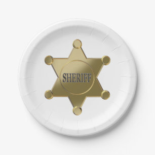 Sheriff golden star paper plate