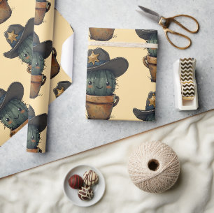 Sheriff Spike-Cactus Character Wrapping Paper