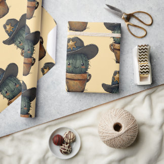 Sheriff Spike-Cactus Character Wrapping Paper