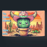 Sheriff Spike-Cottoncandy Cactus Character Banner<br><div class="desc">Giddy up and greet your guests with this adorable Western-themed welcome banner! Featuring the lovable Sheriff Spike, and a rustic desert backdrop in a cotton candy pastel shades, this sign is perfect for setting the scene at your cowgirl birthday bash. With bold Southwestern charm and customizable options, it’s sure to...</div>