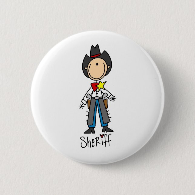 Sheriff Stick Figure Button (Front)