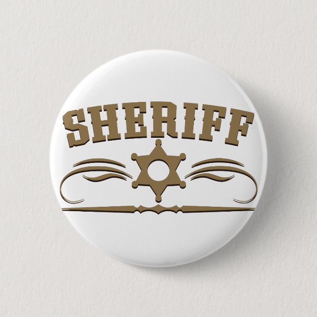 Sheriff Western Style 2 Inch Round Button (Front)