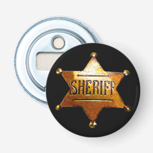 Sheriff's Badge Button Bottle Opener