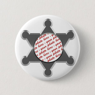 Sheriff's Tin Star Photo Frame 2 Inch Round Button