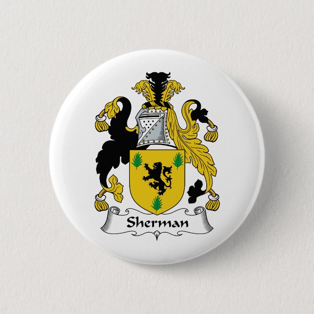Sherman Family Crest 2 Inch Round Button (Front)