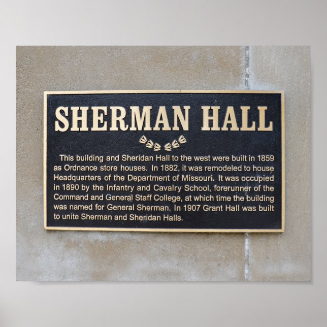 Sherman Hall Sign, Fort Leavenworth, Kansas Poster (Front)