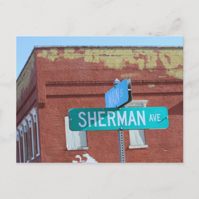 Sherman Street Sign in Kingman, Kansas Postcard (Front)