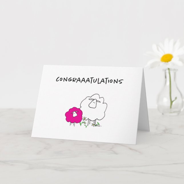 Sherman the Sheep (rose) Nouvelle carte de voeux p (Petite plante)