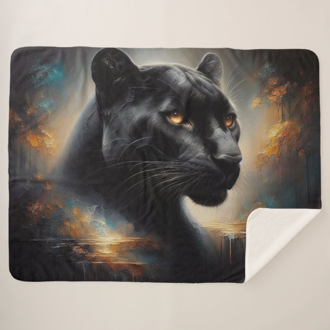Sherpa Blanket Black Panther Large (Front (Horizontal))
