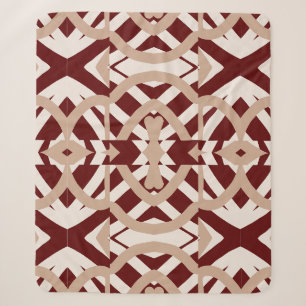Sherpa Blanket, Brown white classic fabric pattern Blanket