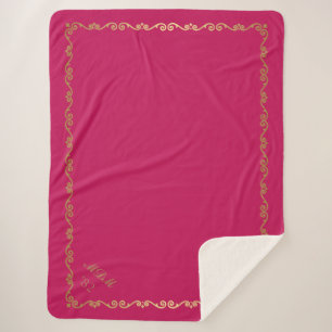 Sherpa Blanket-Hot Pink Custom Monograms Blanket