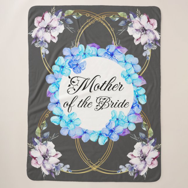 Sherpa Blanket in Blue Elegant Watercolor Flowers (Front)