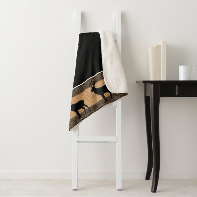 Sherpa Blanket-Large-Black Yellowstone Elk Sherpa Blanket (In Situ)
