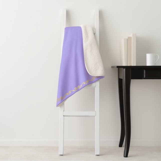 Sherpa Blanket-Large-Orchid & Gold Scroll Print Blanket (In Situ)